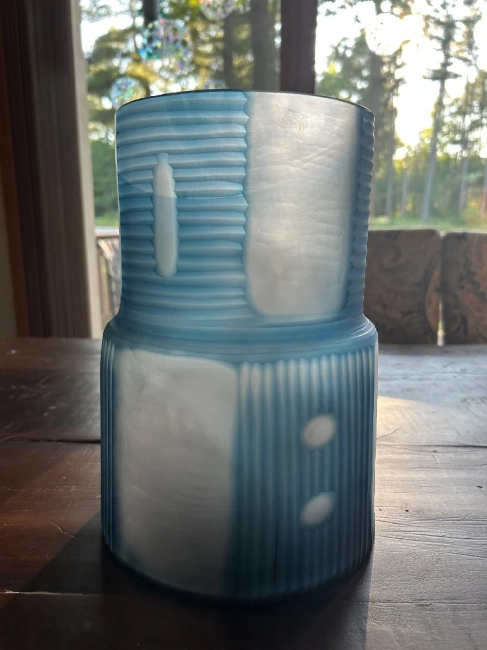 Cyan Design Blue Olmsted Frosted Glass Vase, NWT